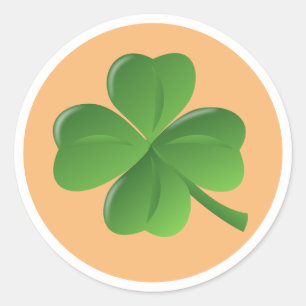Shamrock met Oranje achtergrond Iers Ronde Sticker