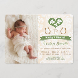 Shamrock Monogram et Faire-part de naissance Horse