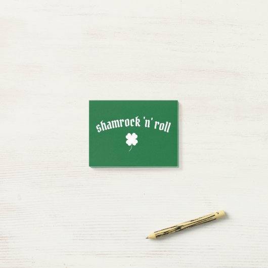 Shamrock n roll St Patrick's Day Post-it® Notes (Op bureau)