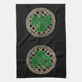 Shamrock noir sur Celtic Knots Serviette de cuisin (Vertical)