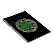 Shamrock noir sur noeuds celtiques Carnet spiral (Côté Droit)
