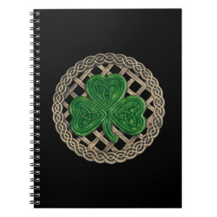 Shamrock noir sur noeuds celtiques Carnet spiral