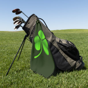 Shamrock op donkergroen gbt golfhanddoek