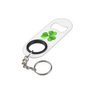 Shamrock op witte bocht mini flessenopener (Achterkant Gekanteld)