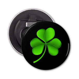 Shamrock op zwart bot button flesopener