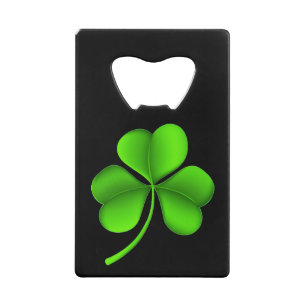 Shamrock op zwart bot kredietkaart flessenopener