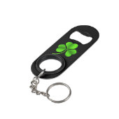 Shamrock op zwart bot mini flessenopener (Achterkant Gekanteld)