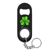 Shamrock op zwart bot mini flessenopener (Achterkant)