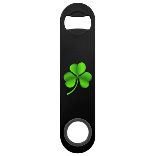 Shamrock op zwart bot speed flessenopener (Voorkant)