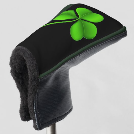 Shamrock op zwart pact golfheadcover (3/4 voorkant)