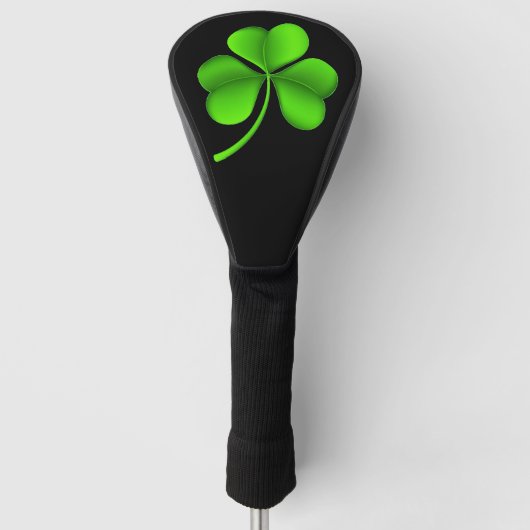 Shamrock op zwarte dct golfheadcover (Voorkant)