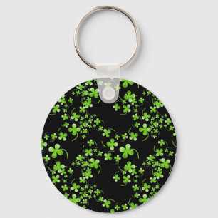 Shamrock-patroon, groen op zwart accessoire Sleutelhanger