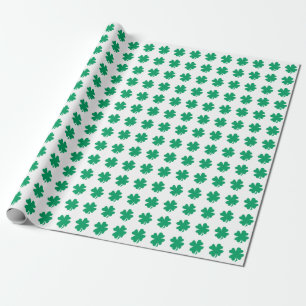 Shamrock Pattern Green White St Patrick's Day 2023 Cadeaupapier