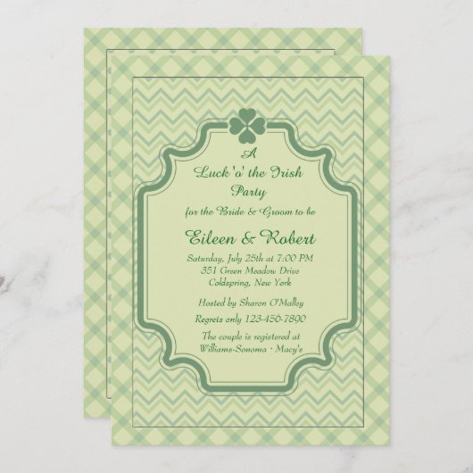 Shamrock Pattern Invitation Kaart (Voorkant / Achterkant)