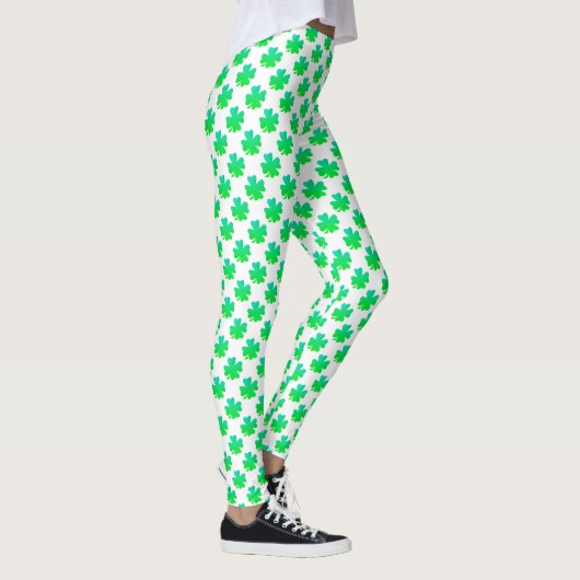 Shamrock Pattern St Patrick Day Green White Leggings (Rechts)