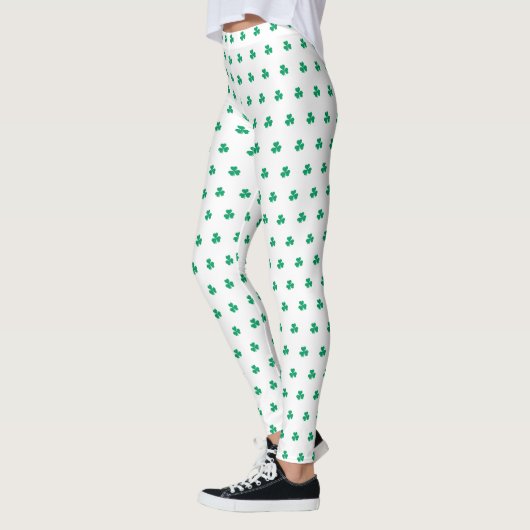Shamrock Pattern St. Patrick's Day Groen Wit Leggings (Links)