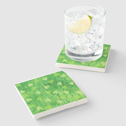 Shamrock Pattern - St Patricks Day - Stone Onderze Stenen Onderzetter (Zijkant)