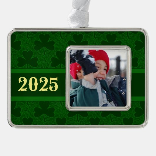 Shamrock Personalized Verzilverd Kader Ornament (Voorkant)