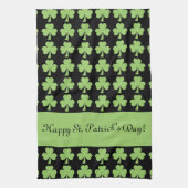Shamrock Polka dot St Patrick Day Jouw tekst zwart Theedoek (Verticaal)