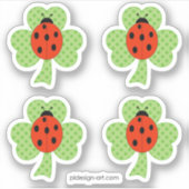 Shamrock Polka dots Ladybug Ladybird Sticker (Voorkant)