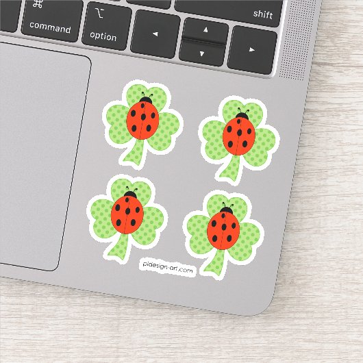 Shamrock Polka dots Ladybug Ladybird Sticker (Detail)