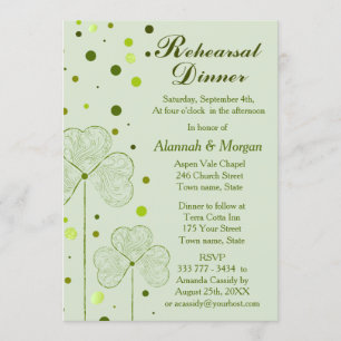 Shamrock Polka Dots Wedding Rehearsal Dinner 2 Kaart
