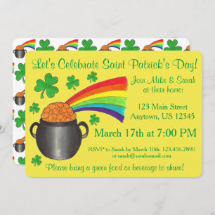 Shamrock Pot of Gold Rainbow St Patrick's Day Kaart