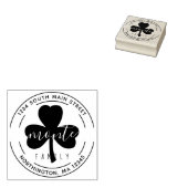 Shamrock Retouradres Eigen familienaam Script Rubberstempel (Gestempeld)