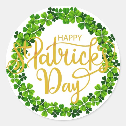 Shamrock Ring - Happy St. Patrick's Day Ronde Sticker (Voorkant)