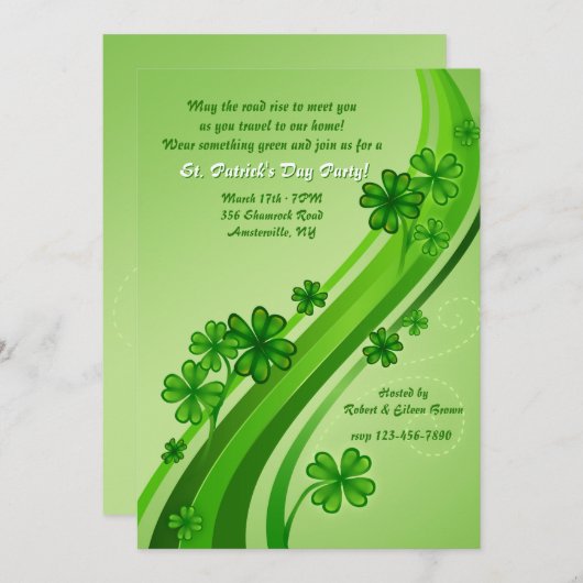 Shamrock Road St. Patrick's Day Party Invitation (Devant / Derrière)