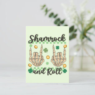 Shamrock & Roll - Skeleton Hand Briefkaart