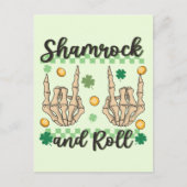 Shamrock & Roll - Skeleton Hand Briefkaart (Voorkant)