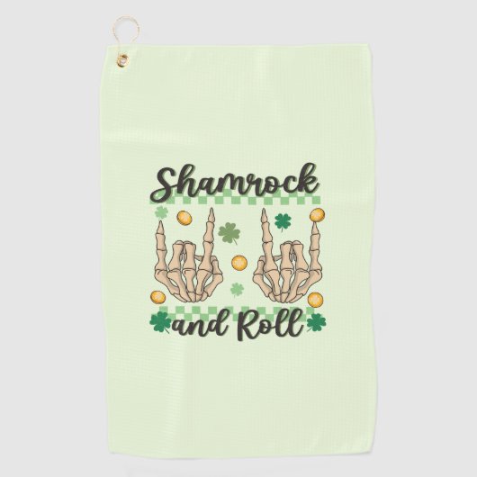Shamrock & Roll - Skeleton Hand Golfhanddoek (Voorkant)