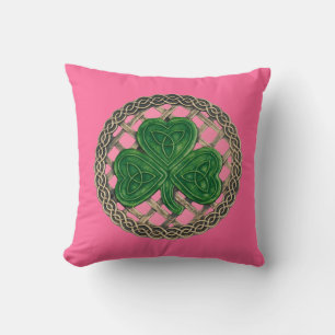Shamrock rose Et Noeuds Celtiques Coussin réversib