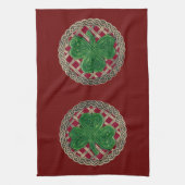Shamrock Rouge Sur Coutons Celtiques Serviette De (Vertical)