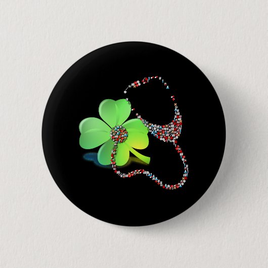 Shamrock Saint Patricks Day Registered Nurse T-shi Ronde Button 5,7 Cm (Voorkant)