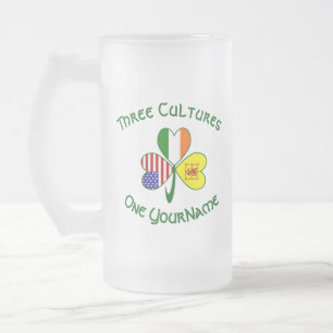 Shamrock Scot Leeuw Ierland USA Vlaggen Persoonlij Matglas Bierpul
