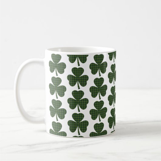 Shamrock Shape Plaid Green Evergreen Koffiemok (Links)