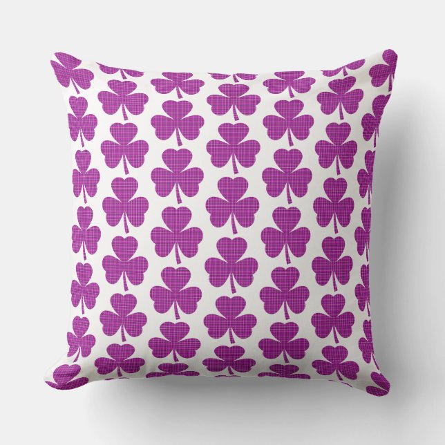 Shamrock Shape Plaid Pink Purple Kussen (Voorkant)
