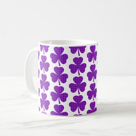 Shamrock Shape Plaid Purple Koffiemok (Voorkant links)
