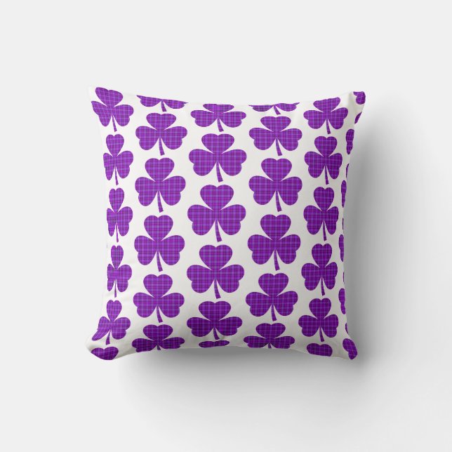 Shamrock Shape Plaid Purple Kussen (Voorkant)