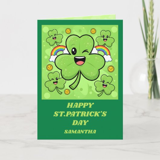 Shamrock Sparkle St. Patrick’s Day Card Kaart (Voorkant)