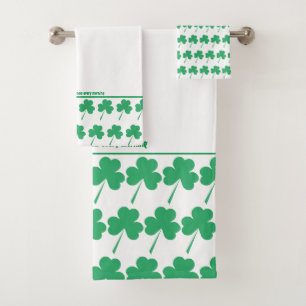 SHAMROCK St Patrick Personalized Scripting WHITE Bad Handdoek