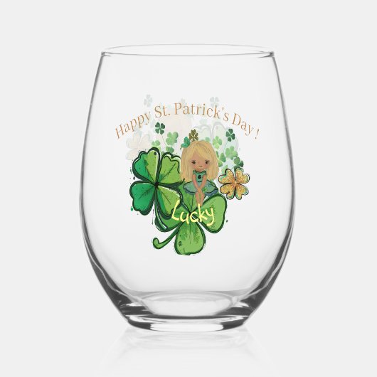 Shamrock ST Patrick Wijnglas Zonder Voet (Voorkant)