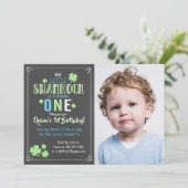 Shamrock St. Patrick's Day 1st Boy Birthday Invite Kaart (Staand voorkant)