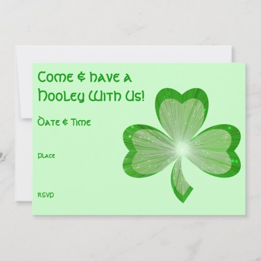 Shamrock St Patrick's Day Hooley-uitnodiging groen Kaart (Voorkant)