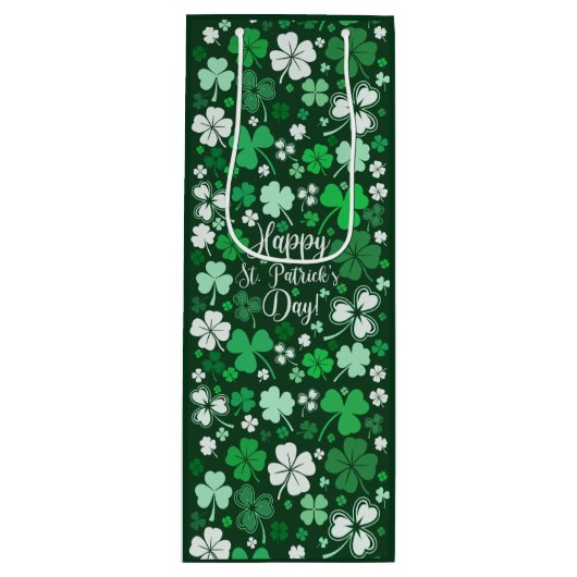 Shamrock St. Patrick's Day Medium Gift Bag Wijn Cadeautas (Voorkant)
