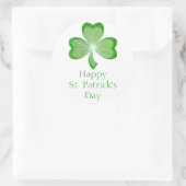 Shamrock 'St Patrick's Day' sticker rond wit (Tas)