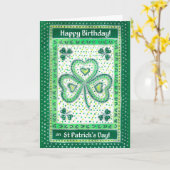 Shamrock St Patrick's Day Verjaardag Kaart (Gele Bloem)