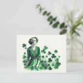 Shamrock St. Patrick's Day Vrouw Briefkaart (Staand voorkant)